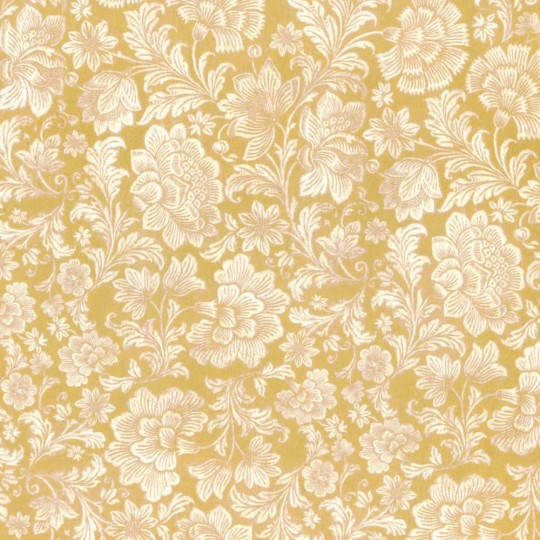 Golden Yellow and Ivory Floral Print Italian Paper ~ Tassotti